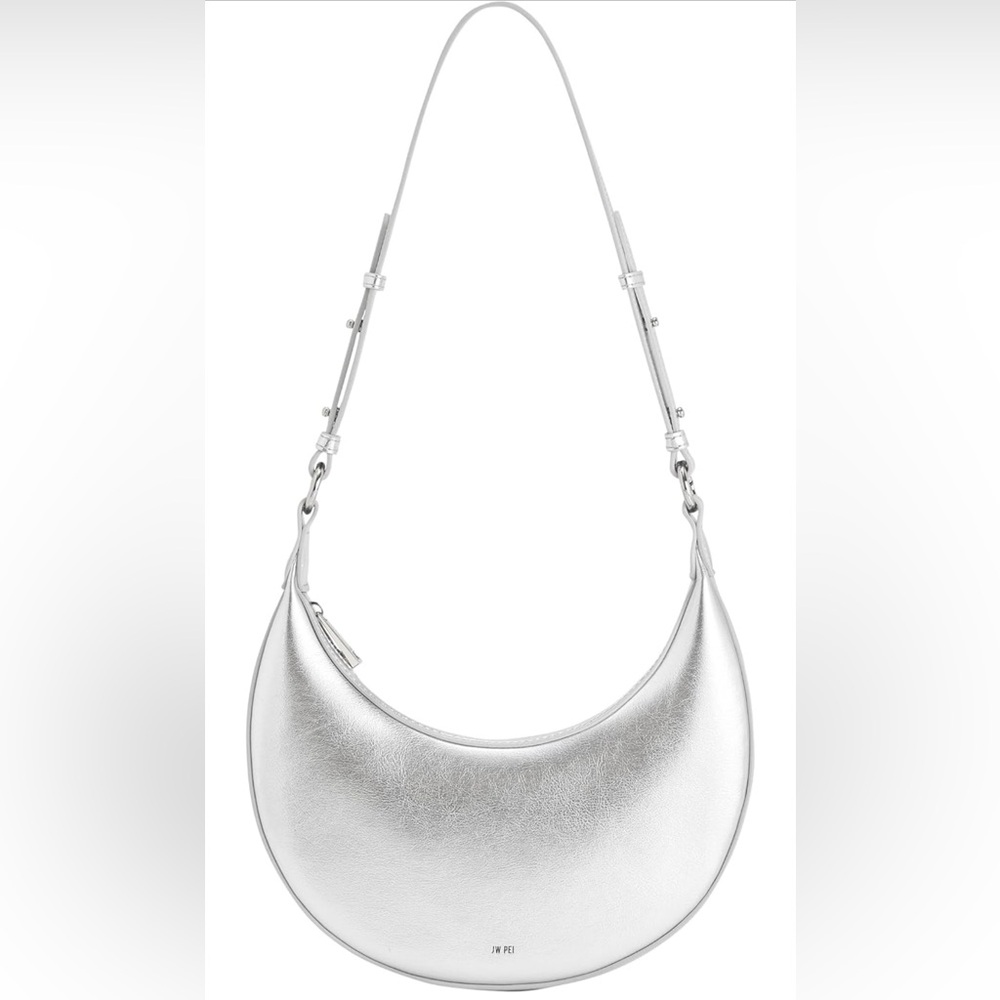 JW Pei Carly Saddle Bag – Silver Vegan Leather Shoulder Bag